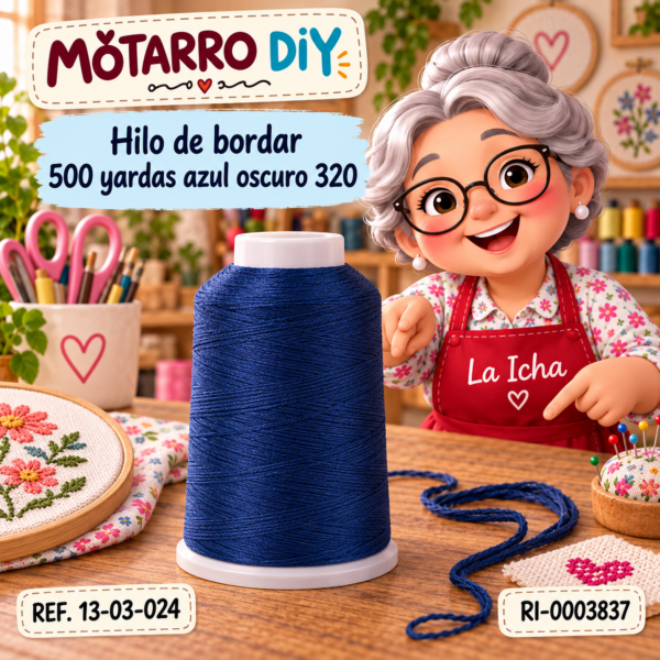 Hilo de bordar 500 yardas azul oscuro 320