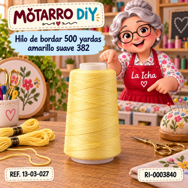 Hilo de bordar 500 yardas amarillo suave 382