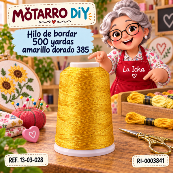 Hilo de bordar 500 yardas amarillo dorado 385