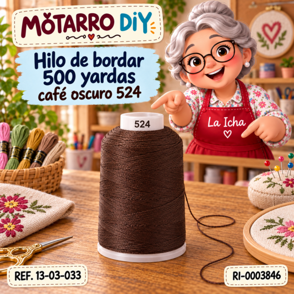 Hilo de bordar 500 yardas café oscuro 524
