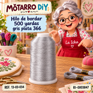 Hilo de bordar 500 yardas gris plata 366