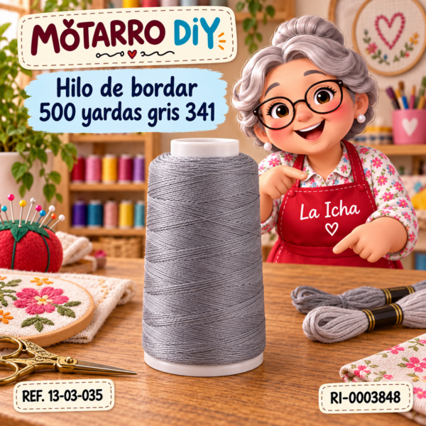 Hilo de bordar 500 yardas gris 341