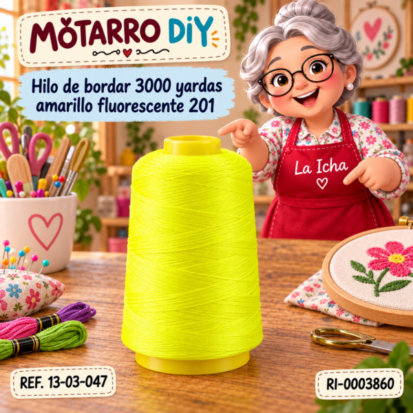 Hilo de bordar 3000 yardas amarillo fluorescente 201
