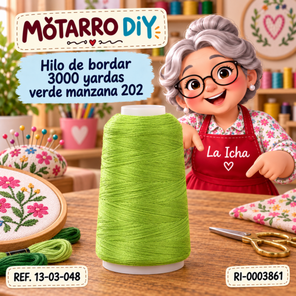 Hilo de bordar 3000 yardas verde manzana 202