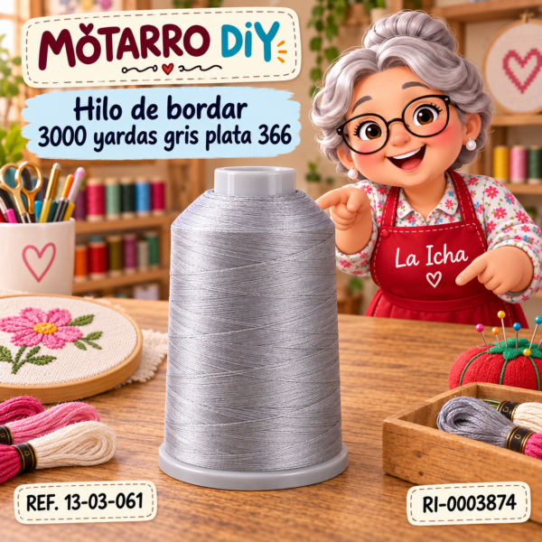 Hilo de bordar 3000 yardas gris plata 366