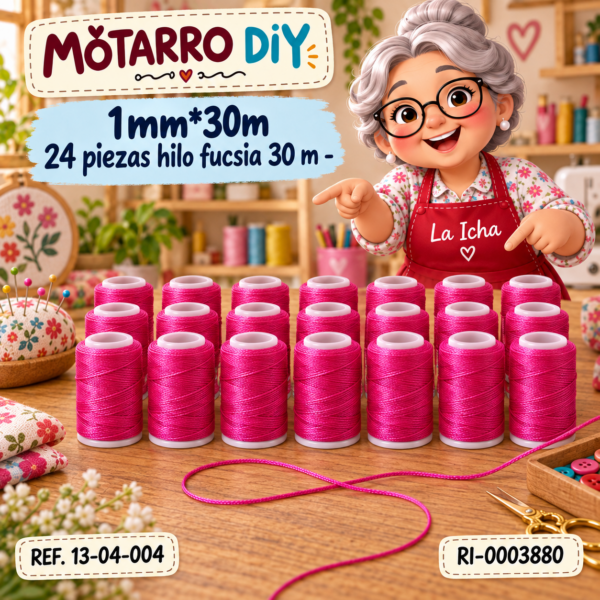 1mm*30m 24 piezas hilo fucsia 30 m -