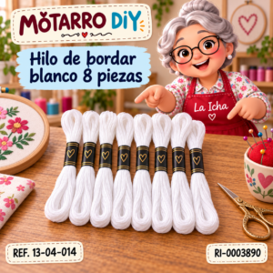 ri-0003890-13-04-014 Hilo de bordar blanco 8 piezas