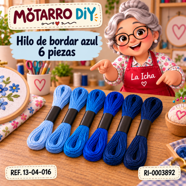 Hilo de bordar azul 6 piezas