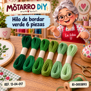 ri-0003893-13-04-017 Hilo de bordar verde 6 piezas