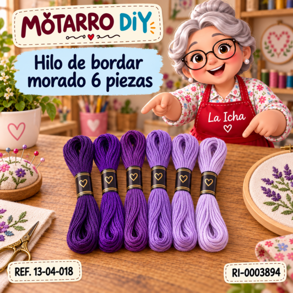 Hilo de bordar morado 6 piezas