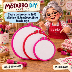 ri-0003900-13-05-01-003 Cadre de broderie 2605 plástico 12.7cm20cm28cm fucsia rojo