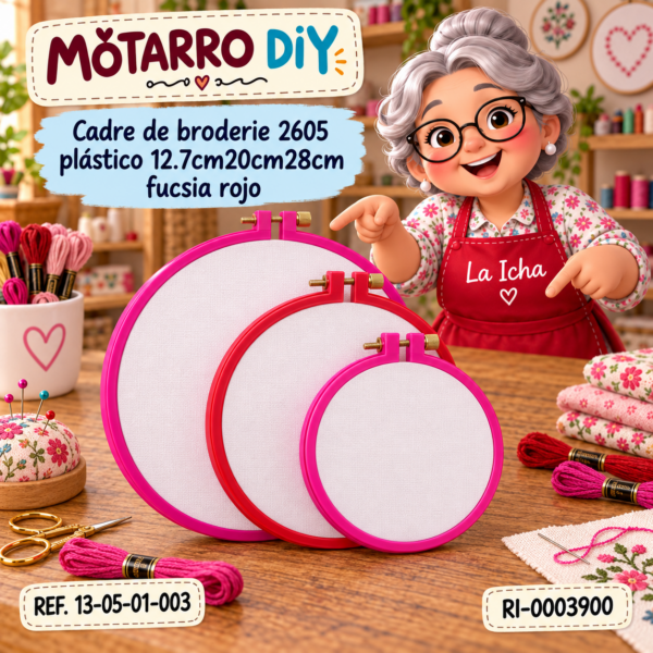 Cadre de broderie 2605 plástico 12.7cm20cm28cm fucsia rojo