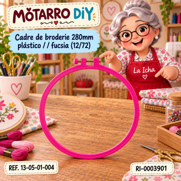 Cadre de broderie 280mm plástico / / fucsia (12/72)