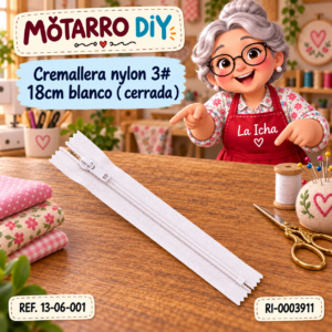 ri-0003911-13-06-001 Cremallera nylon 3# 18cm blanco ( cerrada )