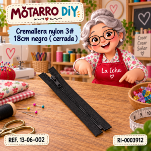 ri-0003912-13-06-002 Cremallera nylon 3# 18cm negro ( cerrada )