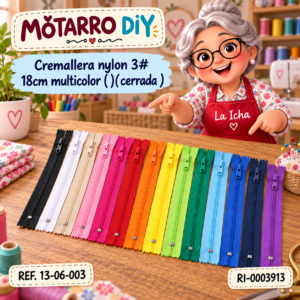 ri-0003913-13-06-003 Cremallera nylon 3# 18cm multicolor ( )( cerrada )