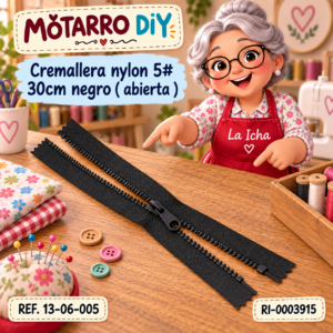 ri-0003915-13-06-005 Cremallera nylon 5# 30cm negro ( abierta )