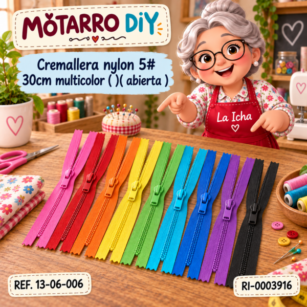 Cremallera nylon 5# 30cm multicolor ( )( abierta )