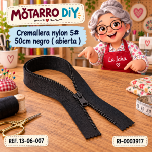 ri-0003917-13-06-007 Cremallera nylon 5# 50cm negro ( abierta )