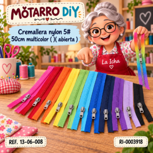 ri-0003918-13-06-008 Cremallera nylon 5# 50cm multicolor ( )( abierta )