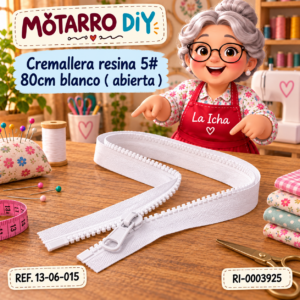 ri-0003925-13-06-015 Cremallera resina 5# 80cm blanco ( abierta )