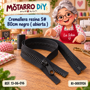 ri-0003926-13-06-016 Cremallera resina 5# 80cm negro ( abierta )