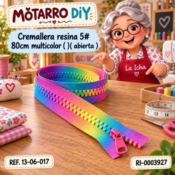 Cremallera resina 5# 80cm multicolor ( )( abierta )