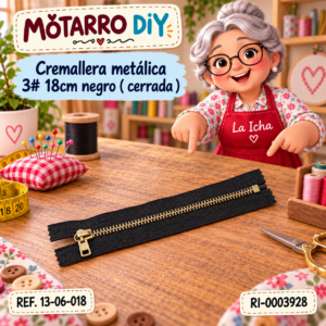 ri-0003928-13-06-018 Cremallera metálica 3# 18cm negro ( cerrada )