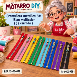ri-0003929-13-06-019 Cremallera metálica 3# 18cm multicolor ( )( cerrada )