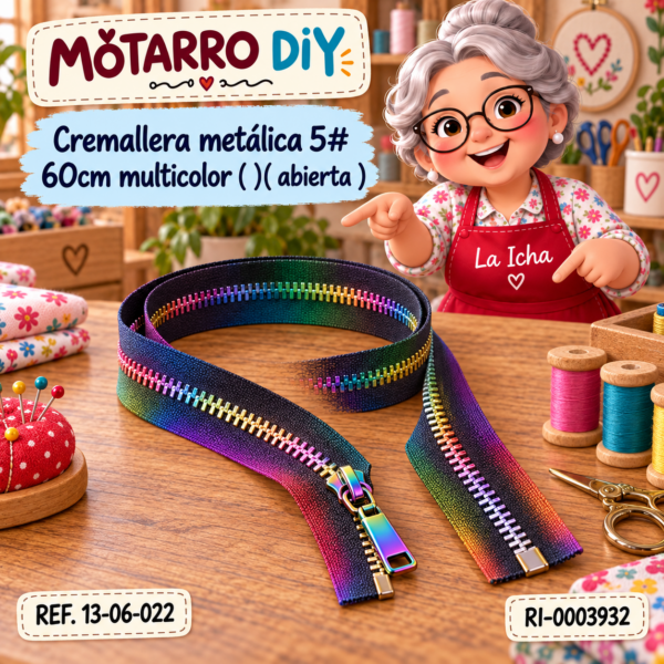 Cremallera metálica 5# 60cm multicolor ( )( abierta )