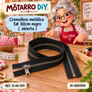 ri-0003934-13-06-024 Cremallera metálica 5# 80cm negro ( abierta )