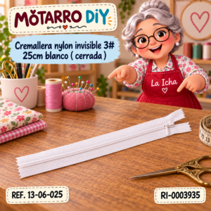 ri-0003935-13-06-025 Cremallera nylon invisible 3# 25cm blanco ( cerrada )
