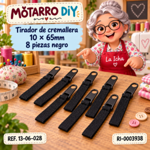ri-0003938-13-06-028 Tirador de cremallera 10 × 65mm 8 piezas negro
