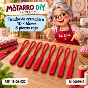 ri-0003942-13-06-032 Tirador de cremallera 10 × 65mm 8 piezas rojo