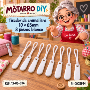 ri-0003944-13-06-034 Tirador de cremallera 10 × 65mm 8 piezas blanco