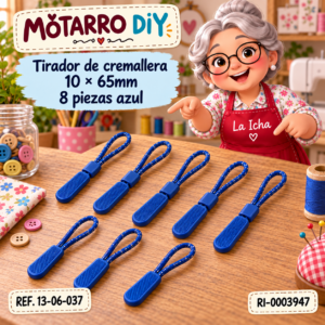ri-0003947-13-06-037 Tirador de cremallera 10 × 65mm 8 piezas azul