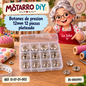 ri-0003951-13-07-01-002 Botones de presion 12mm 12 piezas plateado