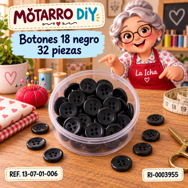 Botones 18 negro 32 piezas