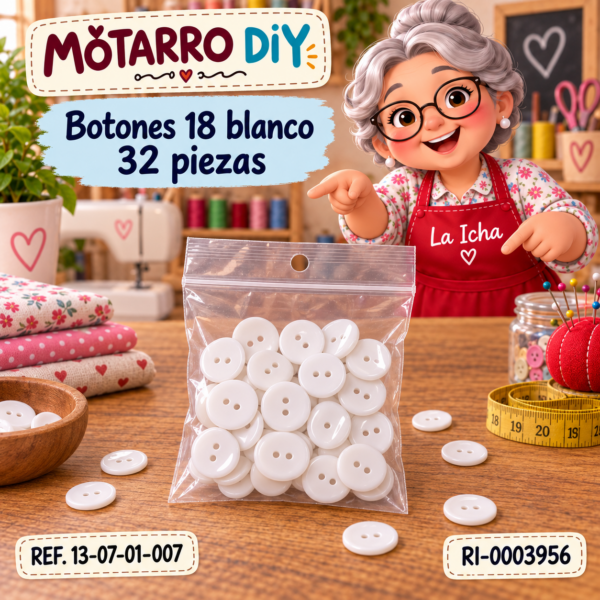 Botones 18 blanco 32 piezas