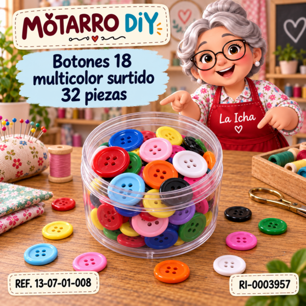 Botones 18 multicolor surtido 32 piezas