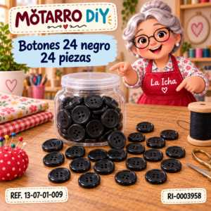 ri-0003958-13-07-01-009 Botones 24 negro 24 piezas