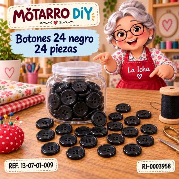 Botones 24 negro 24 piezas