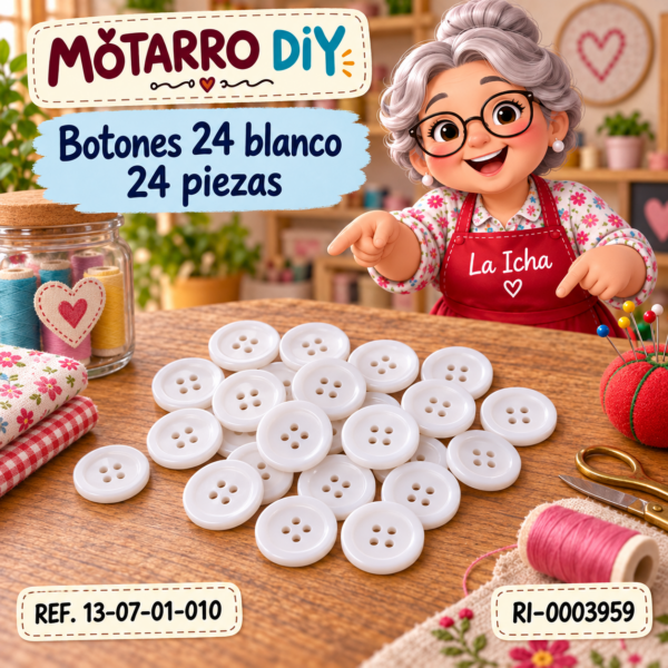 Botones 24 blanco 24 piezas