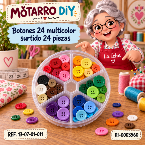 Botones 24 multicolor surtido 24 piezas