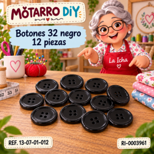 ri-0003961-13-07-01-012 Botones 32 negro 12 piezas