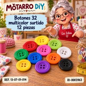 ri-0003963-13-07-01-014 Botones 32 multicolor surtido 12 piezas