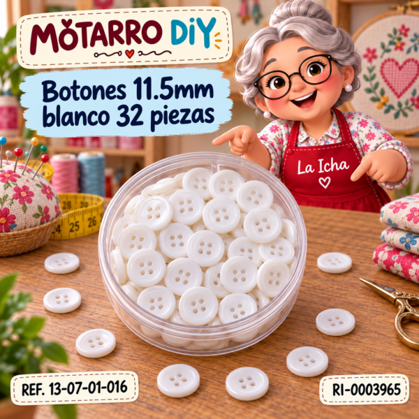 Botones 11.5mm blanco 32 piezas