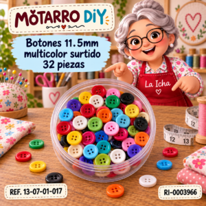 ri-0003966-13-07-01-017 Botones 11.5mm multicolor surtido 32 piezas