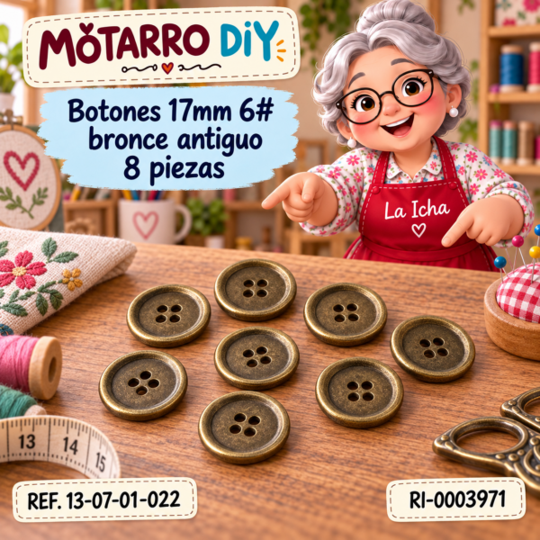 Botones 17mm 6# bronce antiguo 8 piezas