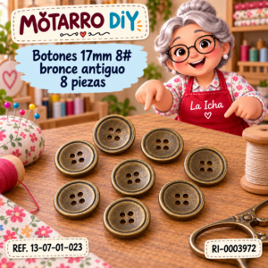ri-0003972-13-07-01-023 Botones 17mm 8# bronce antiguo 8 piezas